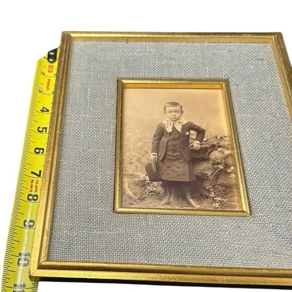 Vintage 4"x6" E.J.Hill? Photo Handsome Dk Hair Toddler Boy in Skirt Custom Frame - Picture 7 of 12